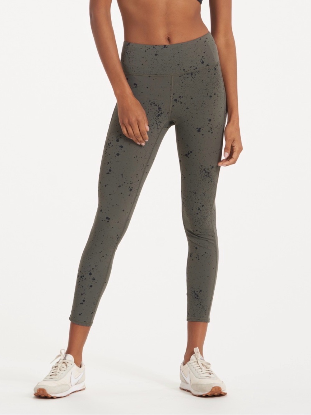 Vuori Stride High Rise Leggings Olive Splatter Print Size Small Activewear